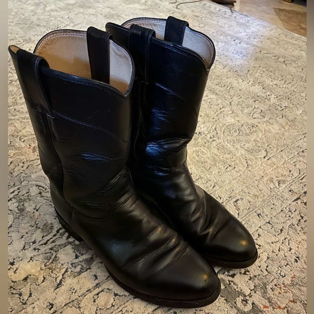 Justin Men's 10" Temple Roper Black Casual Boots 3133 Size 7.5 EE​​​​​​​​​​​​ - Picture 13 of 14